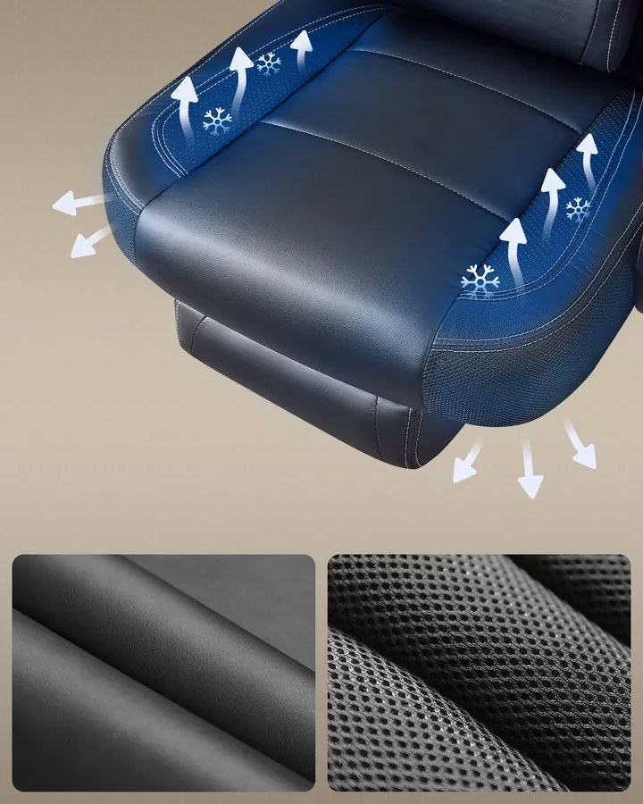 Játékos szék lábtartóval, ergonomikus kialakítással, fekete színben