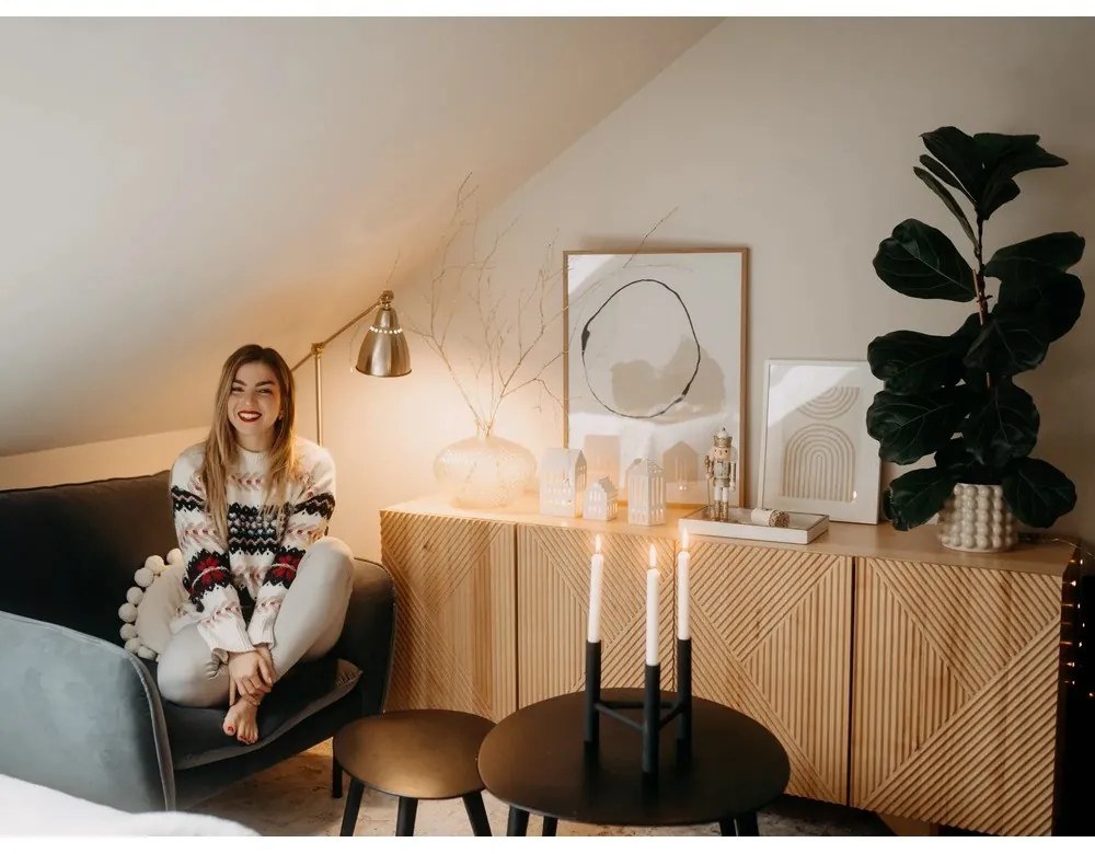 Deeb fekete alumínium gyertyatartó, magasság 20 cm - Bloomingville