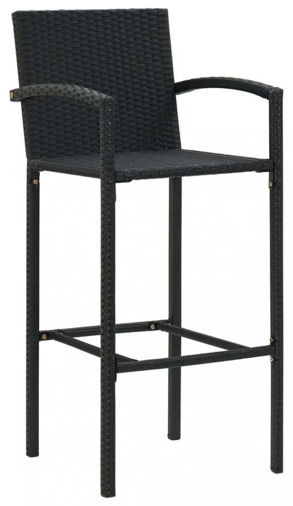 4 db fekete polyrattan bárszék