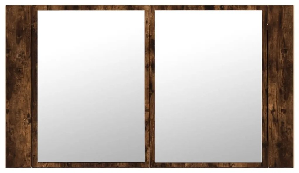 füstös tölgy akril LED-es tükrös fürdőszobaszekrény 80x12x45 cm