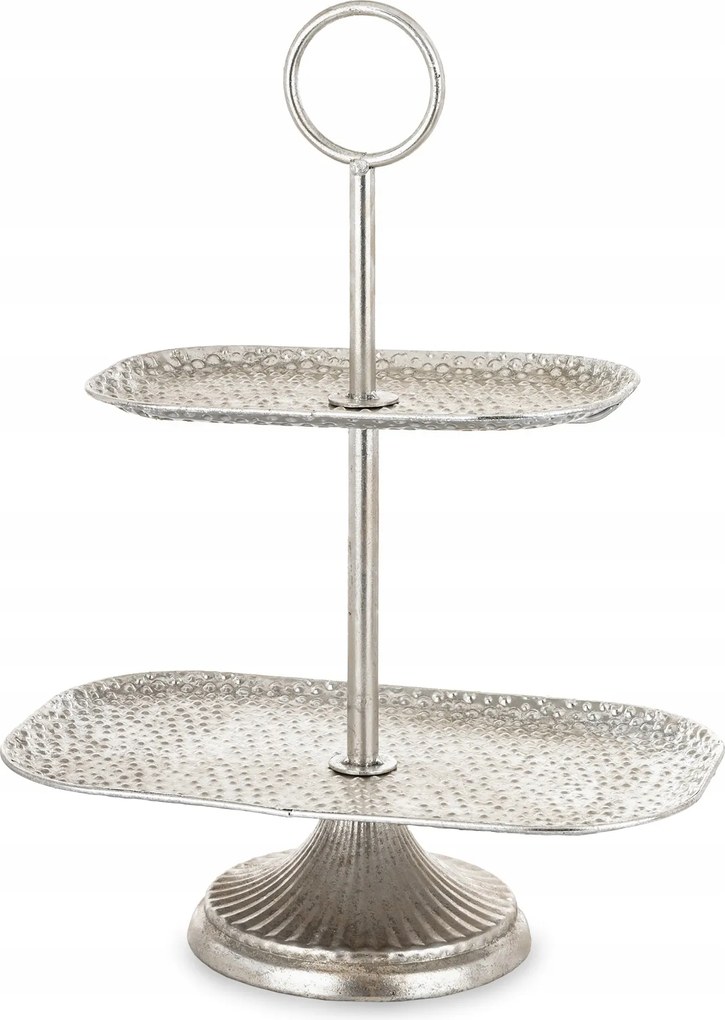 Emeletes patera ezüst fém sütemény gyümölcs glamour dekoráció