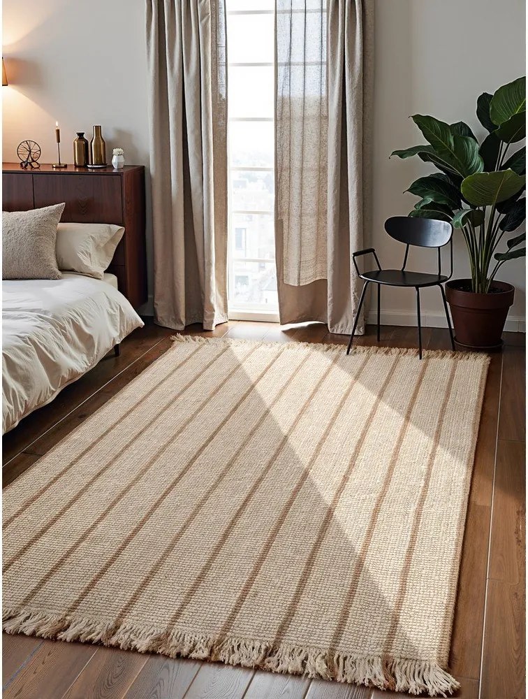 Krémszínű kézi szövésű juta szőnyeg 160x230 cm Harvest Sierra – Elle Decoration