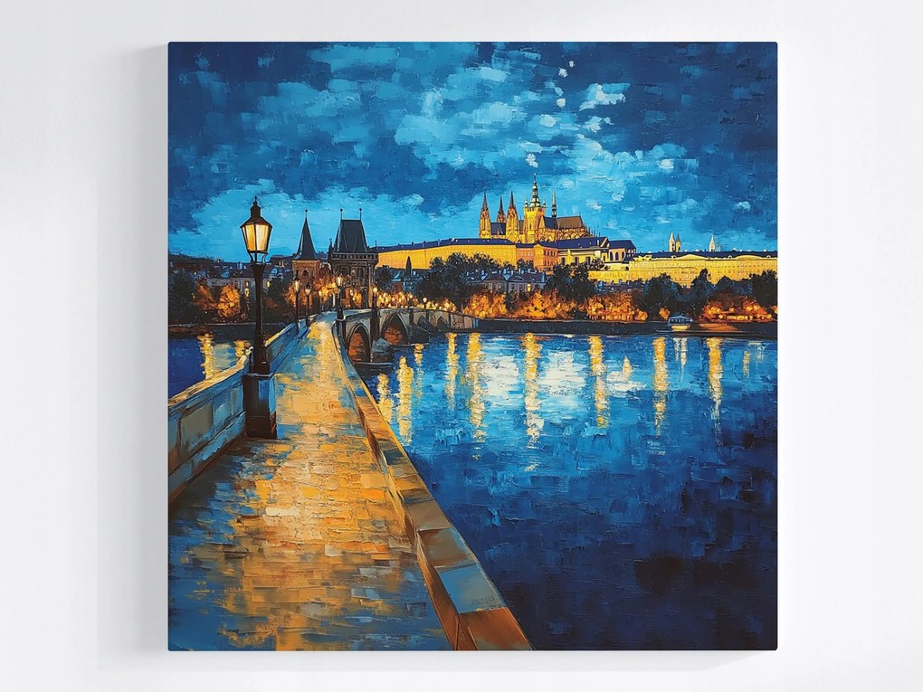 Canvas Város Vászonkép Prága Híd Moldva Folyó 40x40