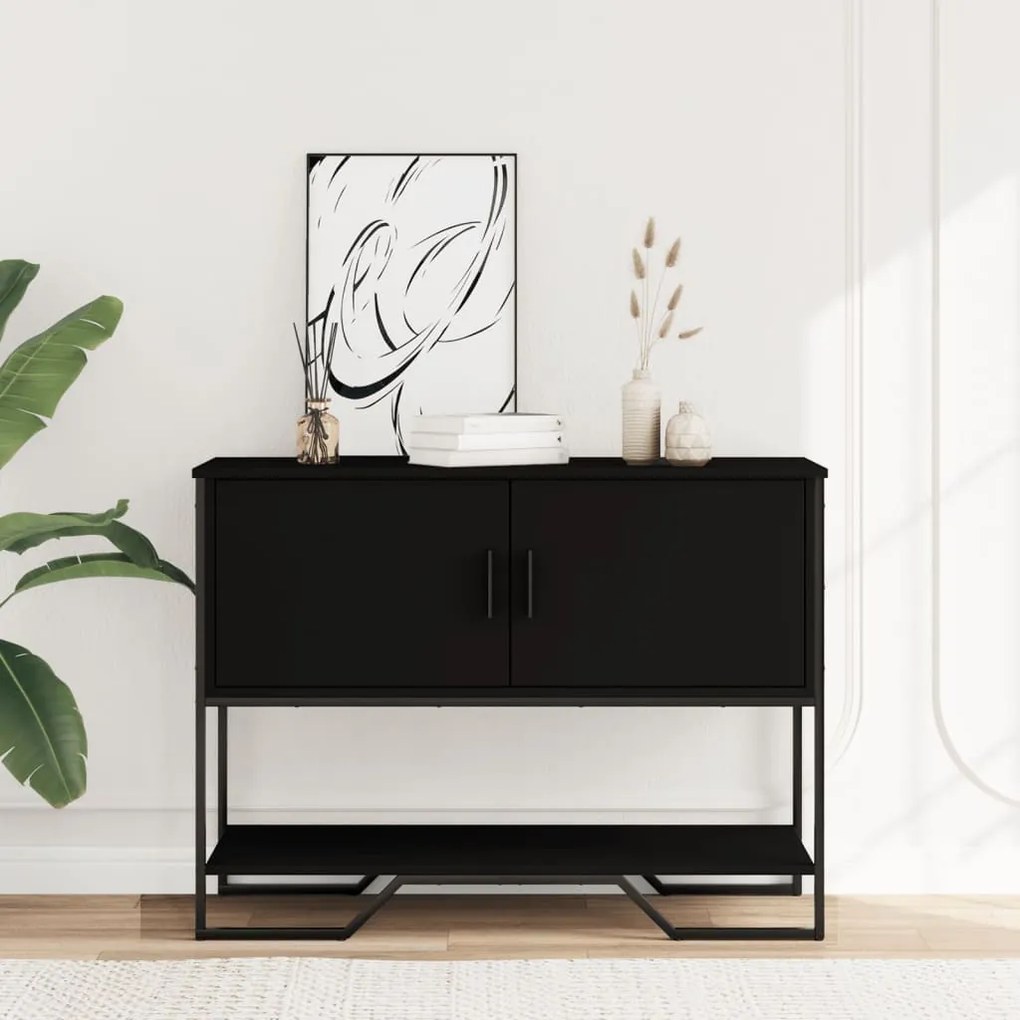 fekete szerelt fa tálalóasztal 100 x 35 x 74,5 cm