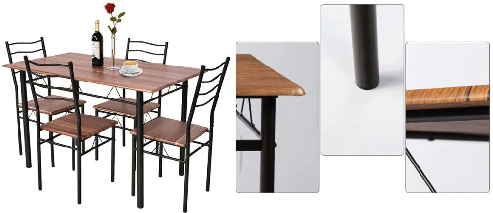 Fémvázas étkezőasztal 4 székkel