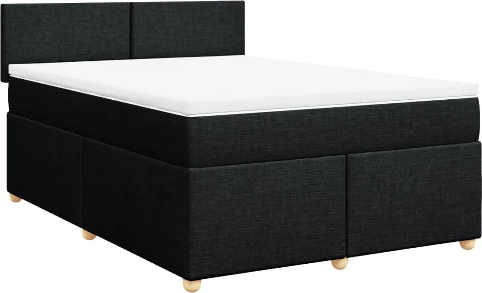 vidaXL fekete szövet rugós ágy matraccal 140 x 190 cm