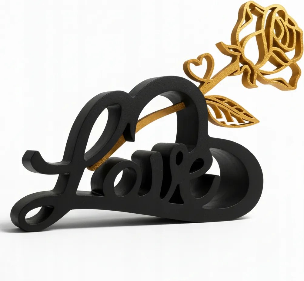 Love Figura 3D szív alakú felirat rózsával Valentin nap Személyre szabás