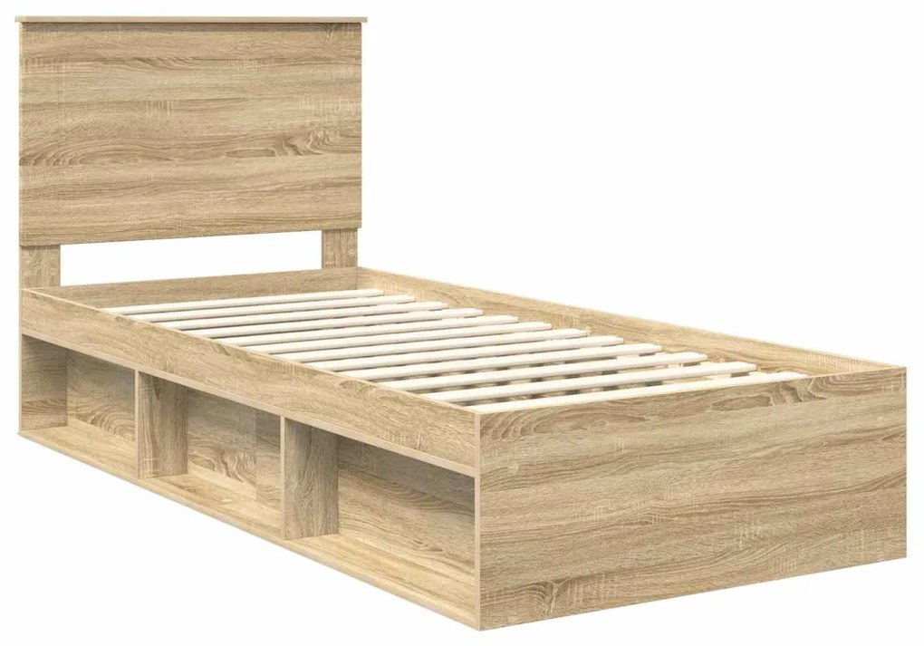 vidaXL Ágykeret fejtámlával Sonoma 100 x 200 cm Tömör fenyőfa