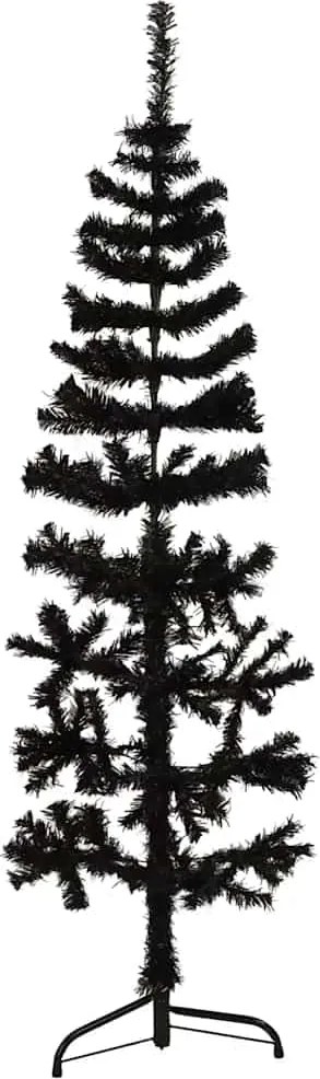 vidaXL fekete vékony fél műkarácsonyfa állvánnyal 120 cm
