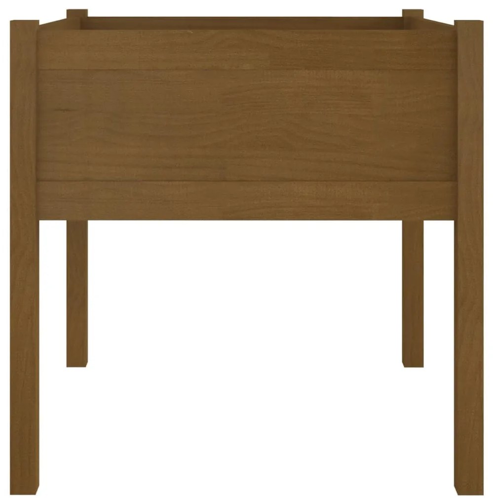 2 db mézbarna tömör fenyőfa kerti virágtartó 70 x 70 x 70 cm