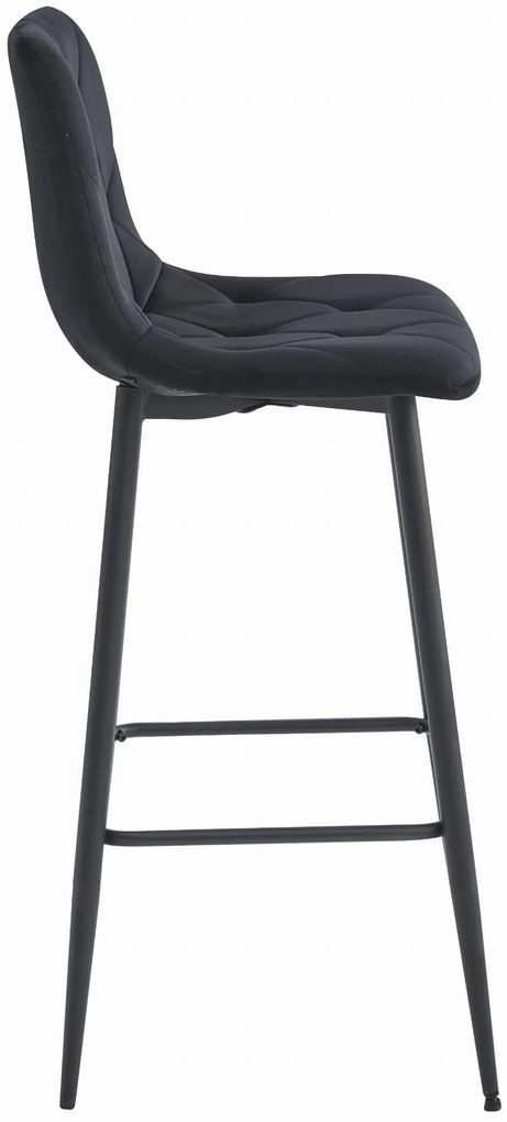 Fekete bárszék NADO VELVET fekete lábakkal