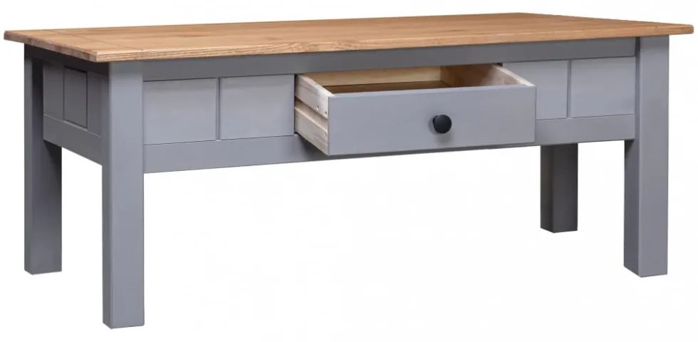 vidaXL szürke tömör fenyőfa panama dohányzóasztal 100 x 60 x 43,5 cm