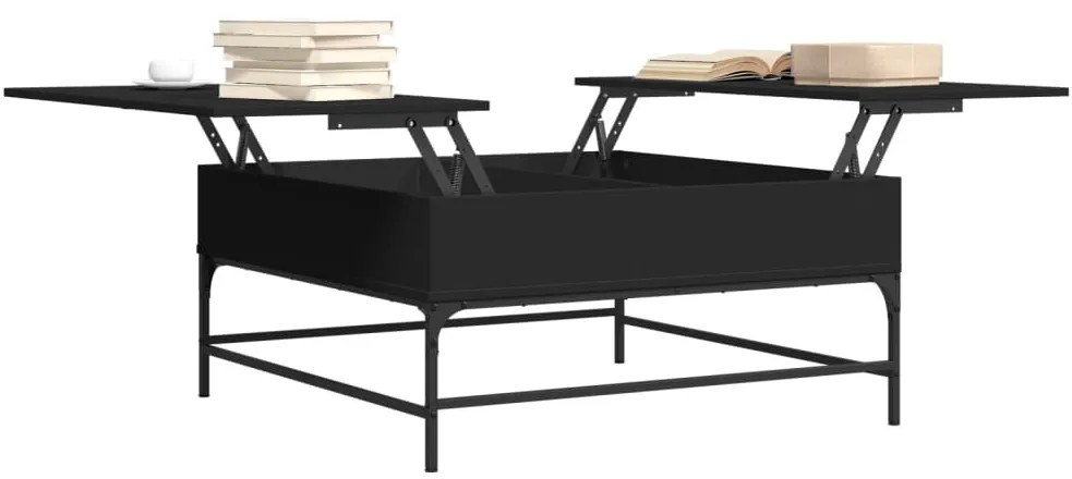 Fekete szerelt fa és fém dohányzóasztal 95 x 95 x 45 cm