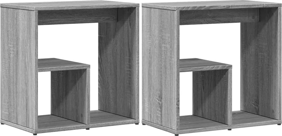 vidaXL 2 db szürke sonoma színű szerelt fa kisasztal 50x30x50 cm
