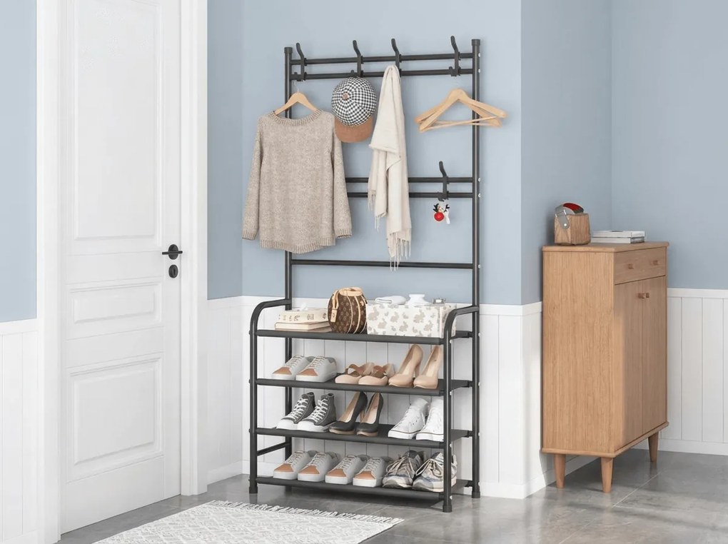 Fogas cipőtartóval CLOTHORY 80x152 cm, fekete