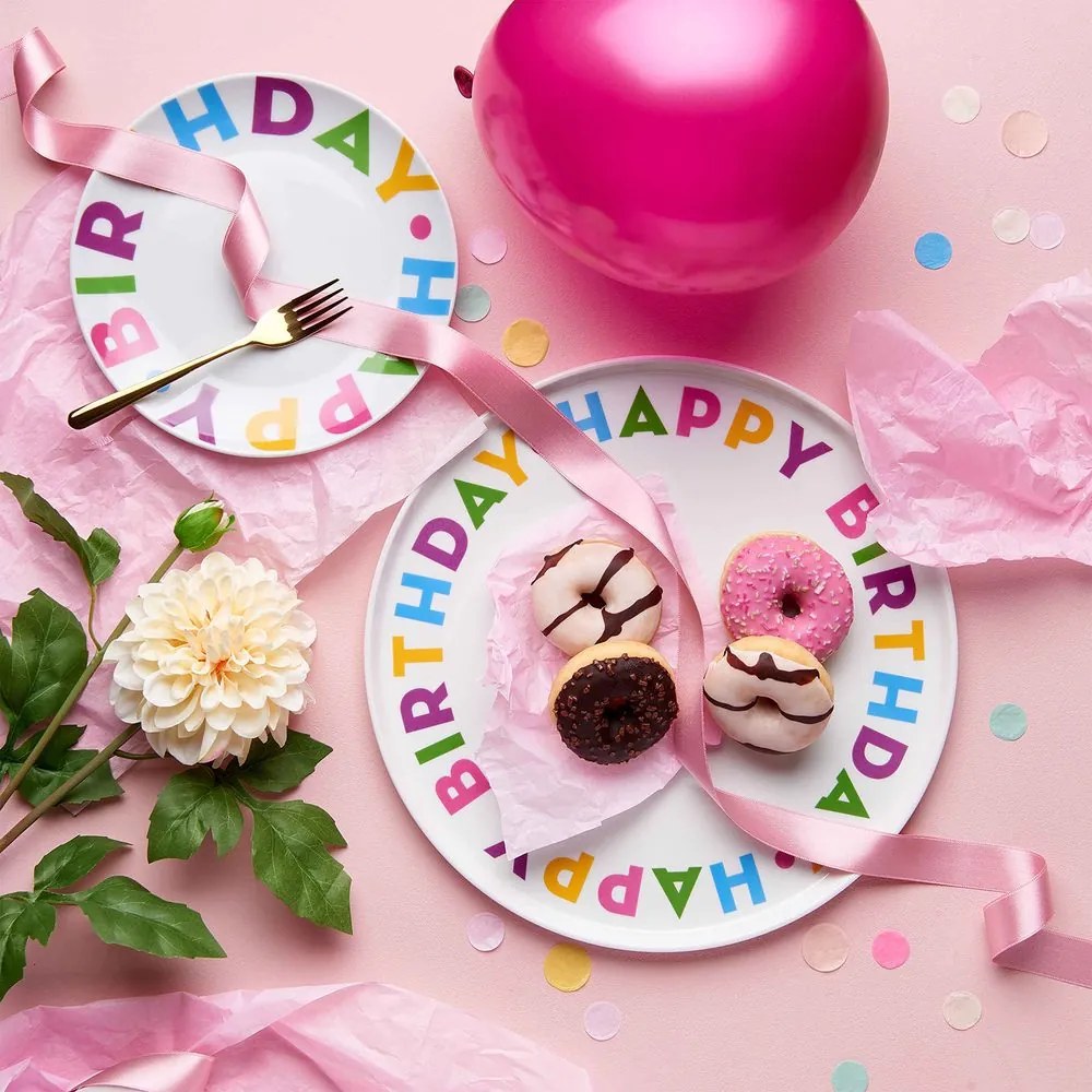 HAPPY BIRTHDAY tortatányér Ø 30 cm, színes