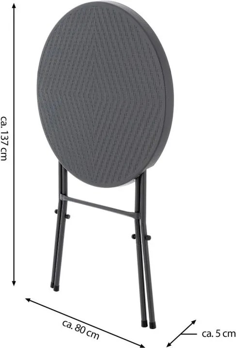 GARTHEN Kerti asztal kerek rattan 110 cm szürke