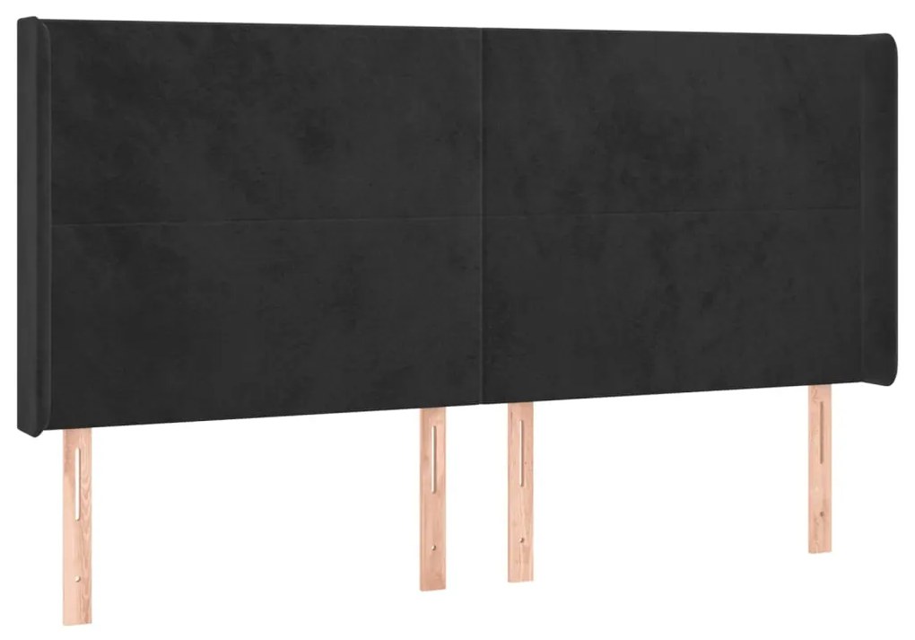 fekete bársony LED-es fejtámla 203x16x118/128 cm