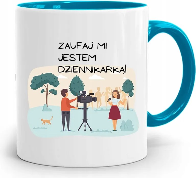 Kék Bögre Ajándék Riporter Újságírónak, fényképes nyomattal