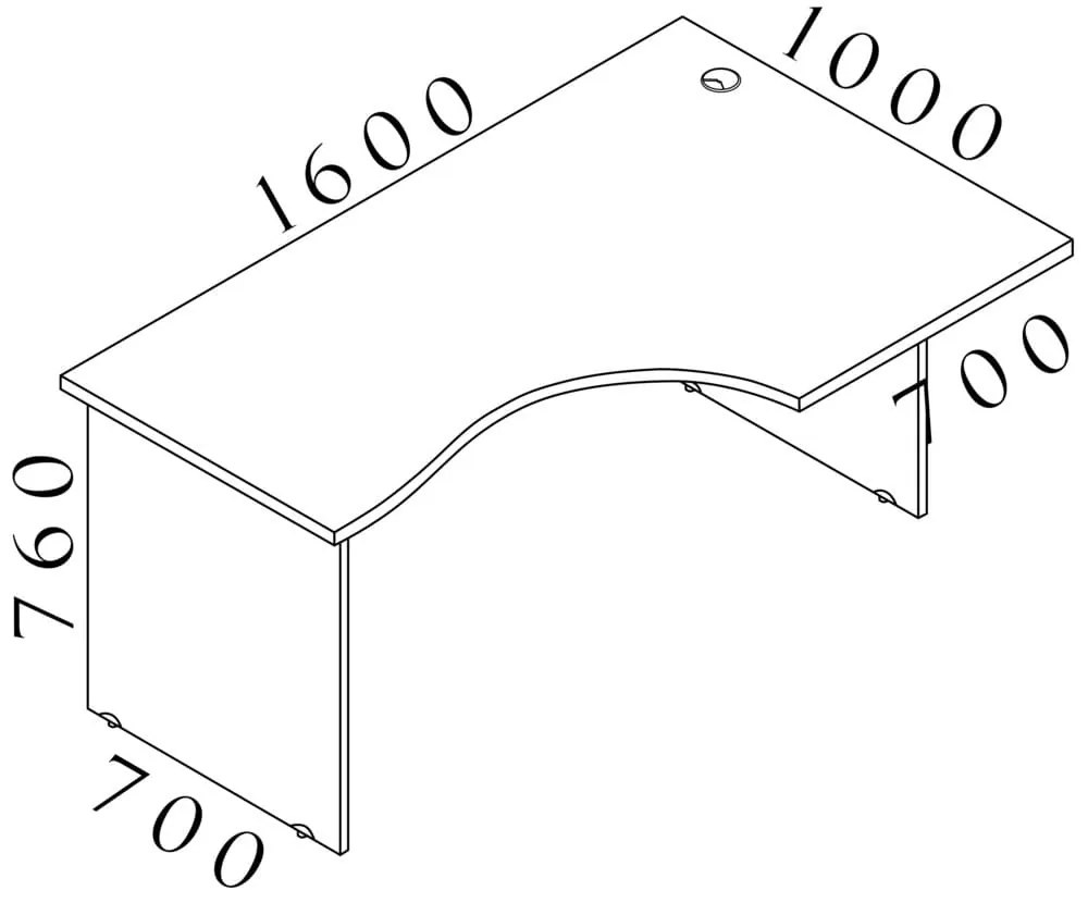 Visio LUX ergonomikus asztal 160 x 100 cm, jobb, tölgy