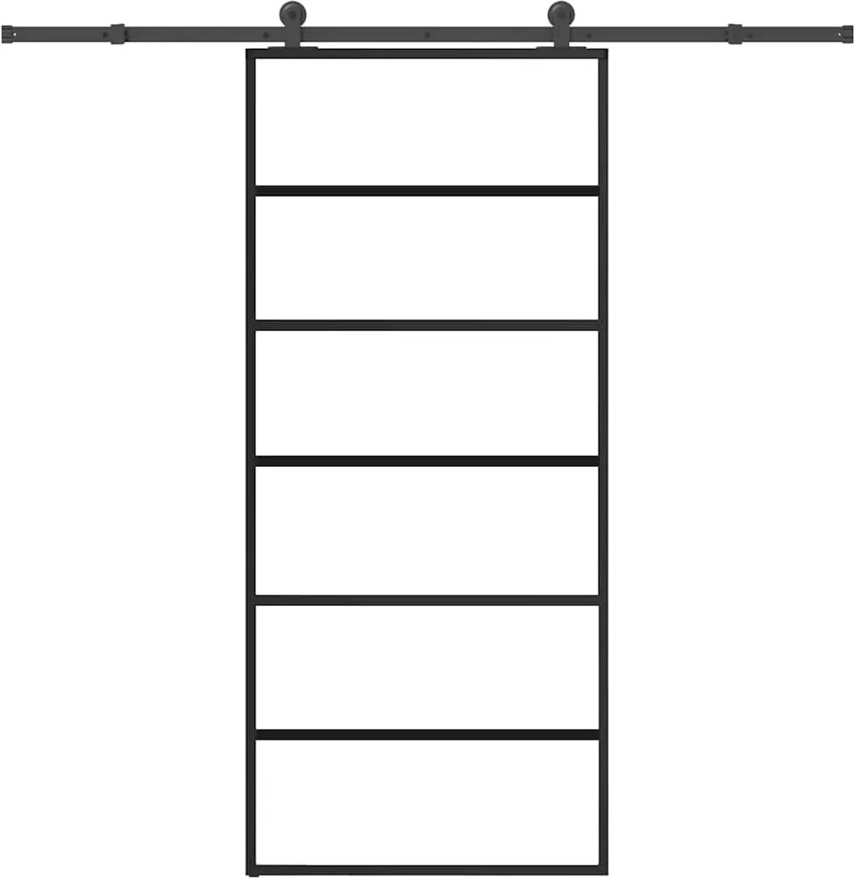 vidaXL ESG üveg és alumínium tolóajtó fémszerelvény-szettel 90x205 cm