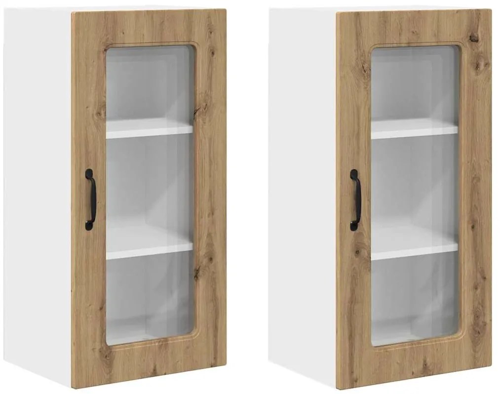 Fali konyhaszekrény 2 pcs Artisan tölgy 40 x 31 x 80 cm Faanyag