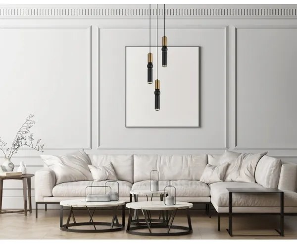 ITALUX PND-14290-3-BRO-BK - Csillár zsinóron ISIDORA 3xGU10/25W/230V fekete/bronz