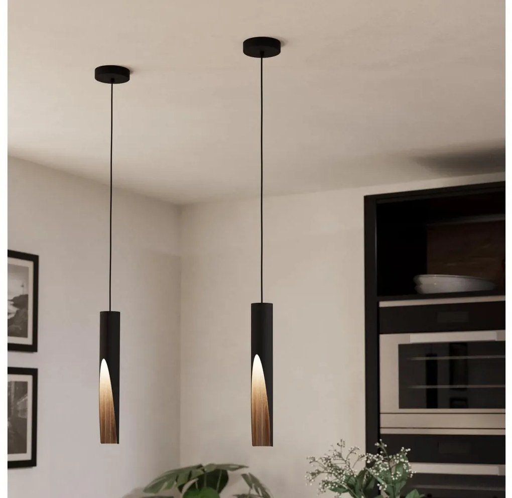 Eglo 901732 - LED Csillár zsinóron BARBOTTO 1xGU10/4,5W/230V 3000K fekete/barna