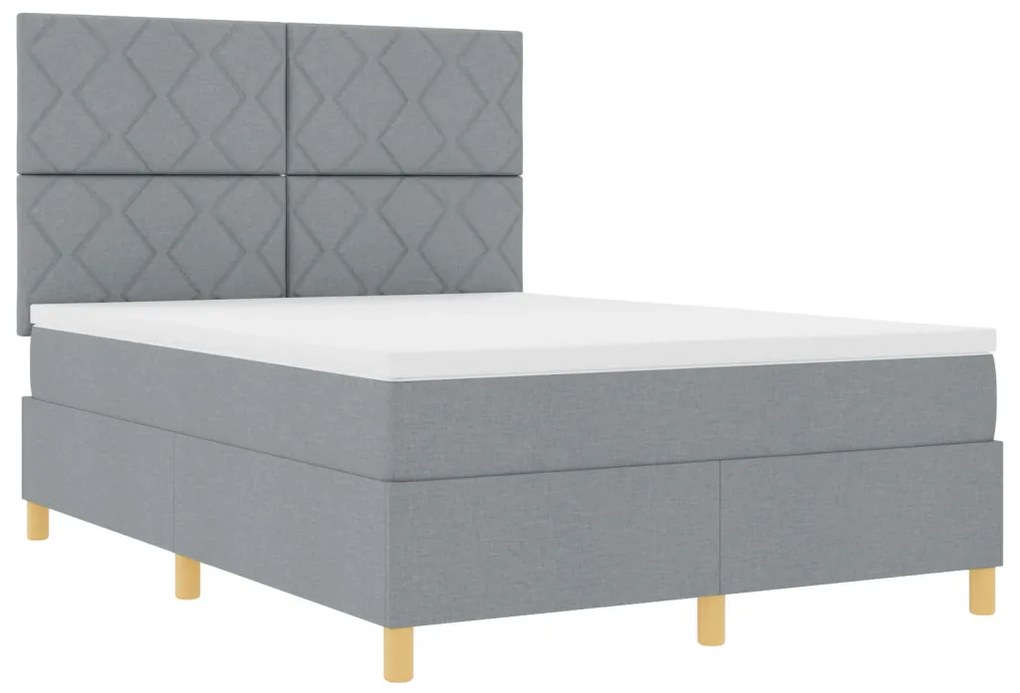 Box Spring Ágy Matraccal & LED Fény Szürke 140x200 cm Szövet