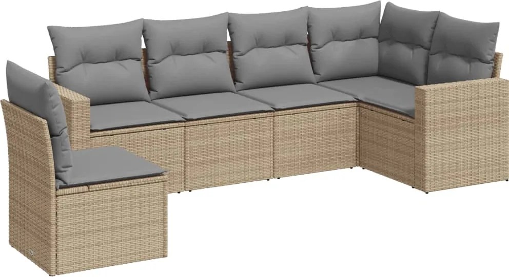 vidaXL 6 részes bézs polyrattan kerti ülőgarnitúra párnával