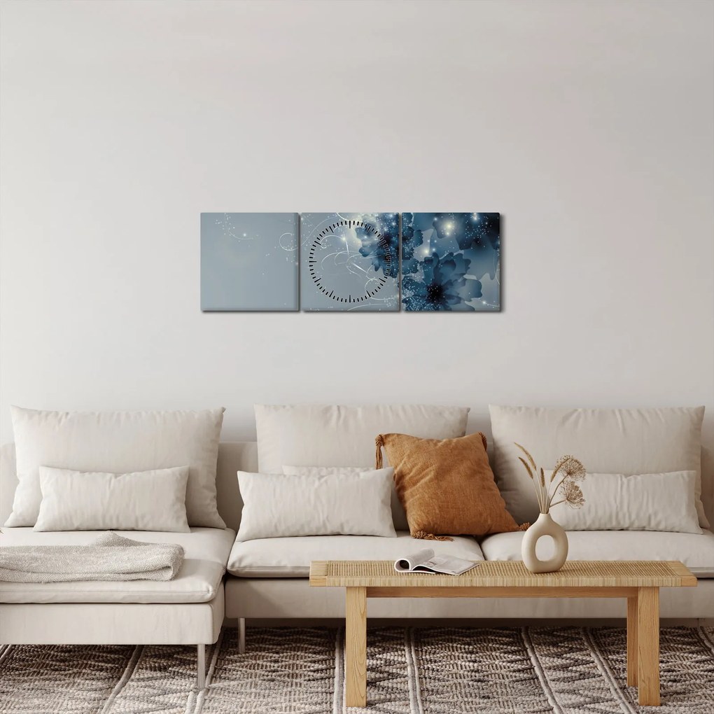 Kép - Gyengéd virágok (órával) (90x30 cm)