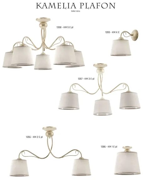 Jupiter 1386 - KM 1 PE - KAMELIA mennyezeti lámpa 1xE27/60W/230V