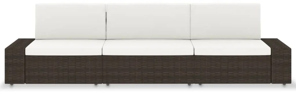 vidaXL 3 személyes barna elemes polyrattan kanapé