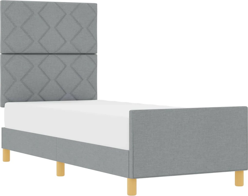 vidaXL Ágykeret fejtámlával Világosszürke 80 x 200 cm szövet