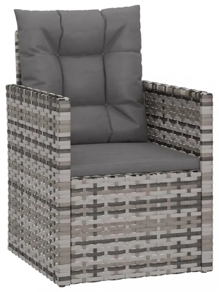 3 részes szürke polyrattan kültéri ülőgarnitúra párnákkal