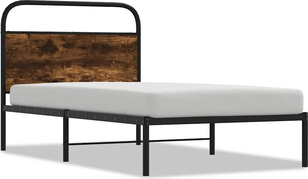 vidaXL ágykeret matrac nélkül 100x190 cm füstölt tölgy fűrészelt fa