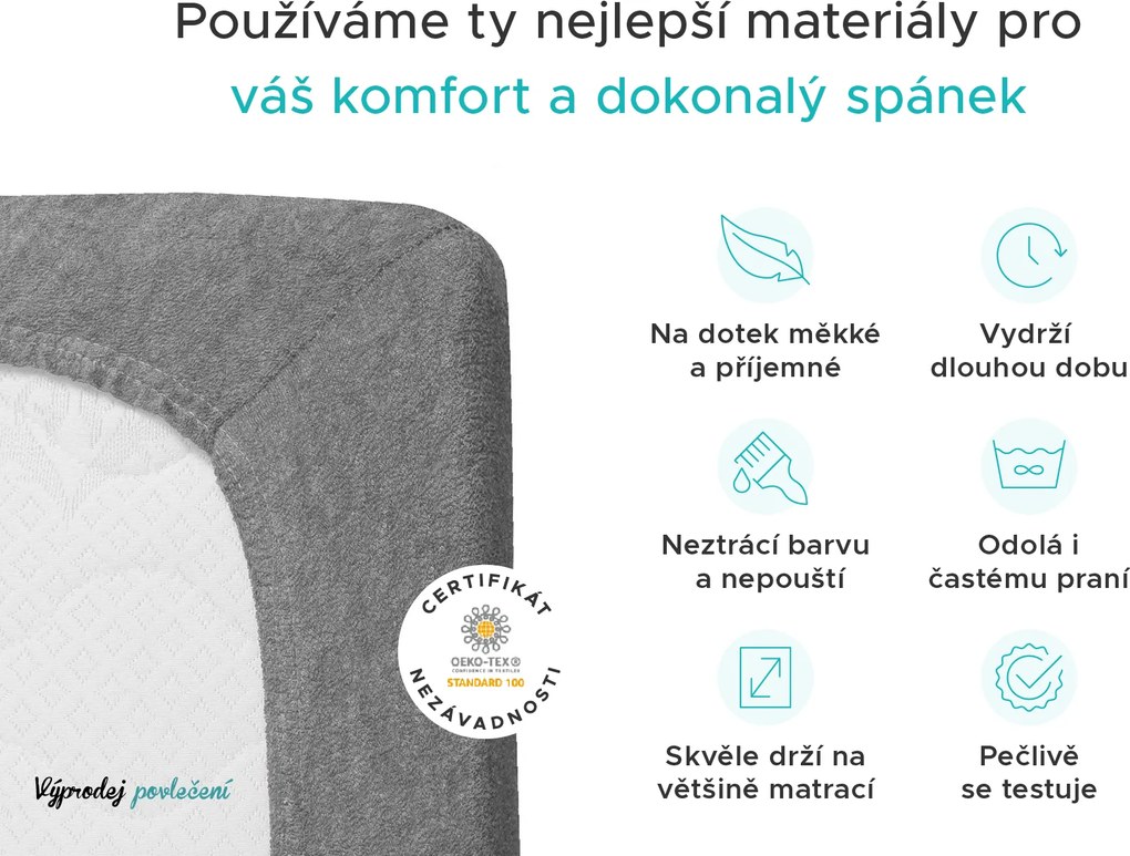 Frottír világosszürke lepedő EXCLUSIVE 90x200 cm