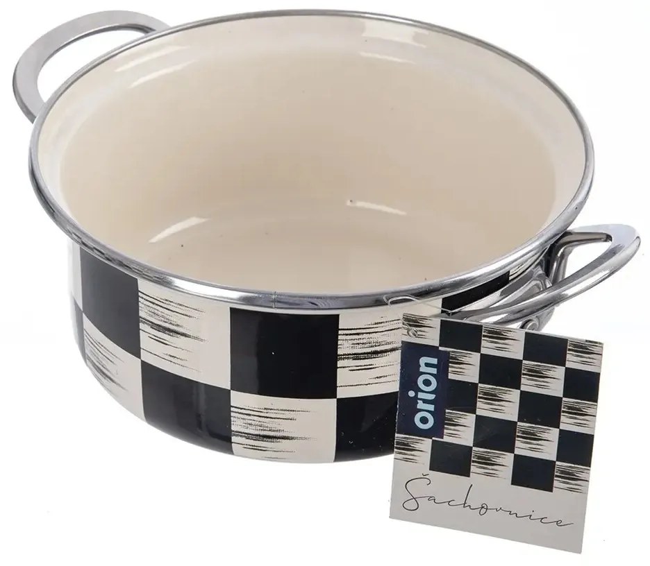 Orion Smaltovaný kastrol Šachovnice Lem , 1,6 l,pr. 18 cm