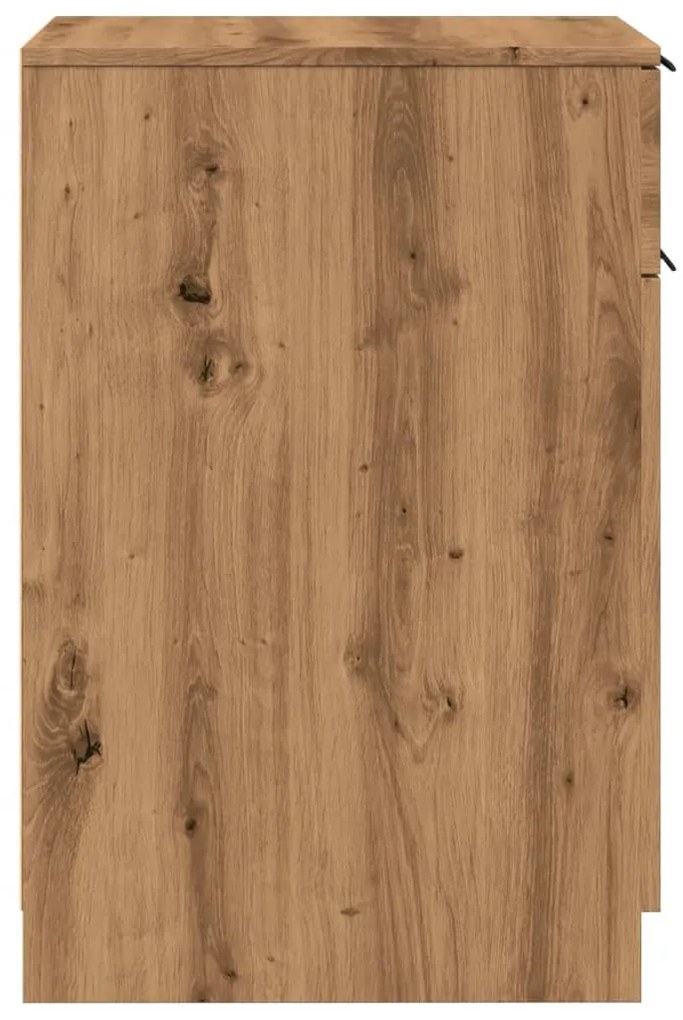kézműves tölgy színű szerelt fa íróasztalszekrény 33x50x75 cm