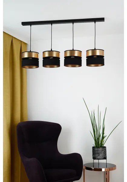 Brilagi - Csillár zsinóron ROYAL 4xE27/15W/230V fekete/arany