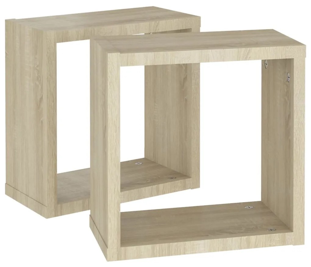 2 db sonoma tölgy színű fali kockapolc 30 x 15 x 30 cm