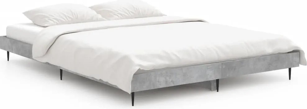 vidaXL betonszürke szerelt fa ágykeret 135 x 190 cm