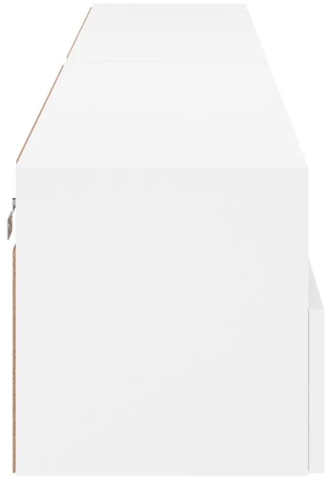 2 db fehér szerelt fa fali TV-szekrény 100 x 30 x 30 cm