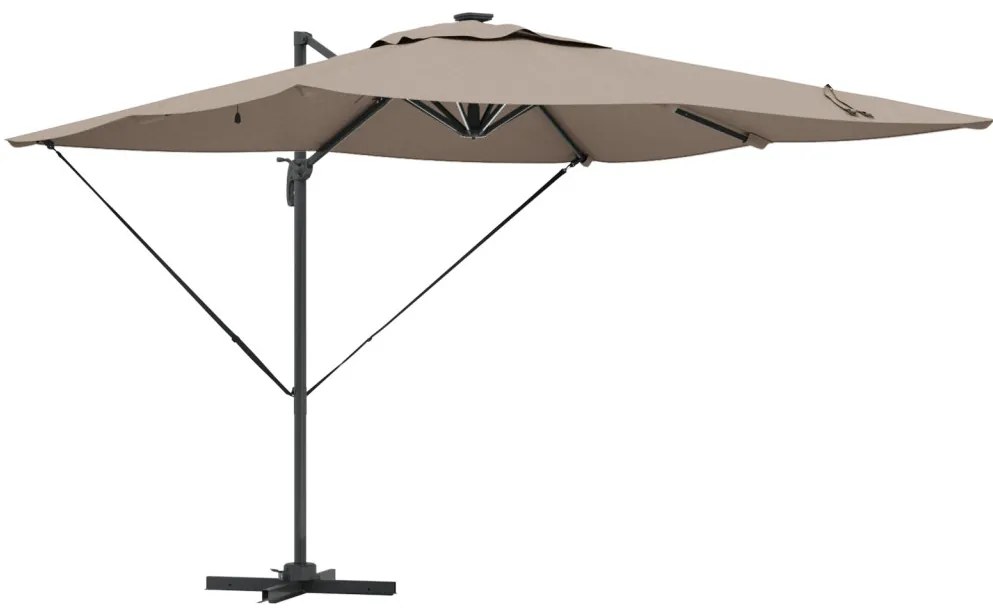 Cantilever Roma Napernyő LED-fénnyel - Taupe (286 x 285 x 270 cm) - Alumínium