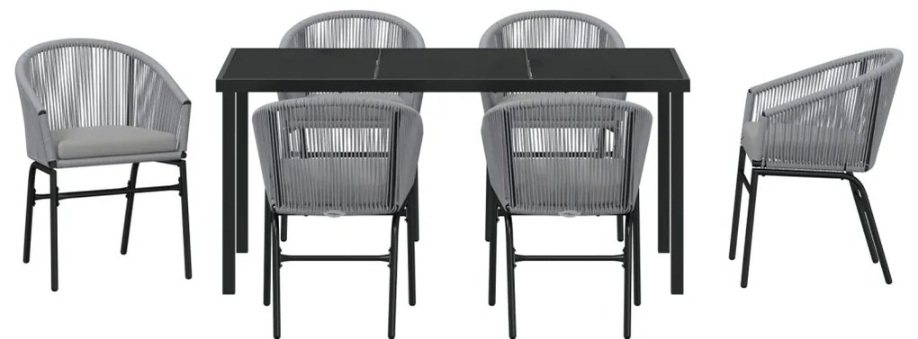 7 darabos kert étkező szett szürke poli rattan