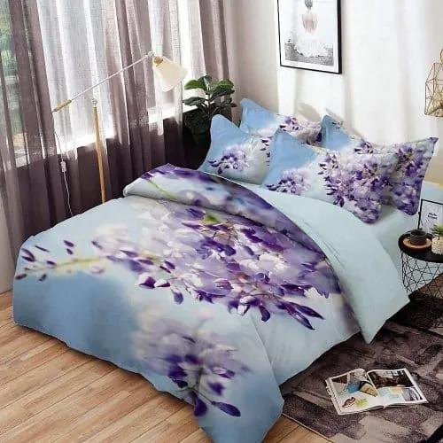 pamut ágyneműhuzat kék színben szép virágok