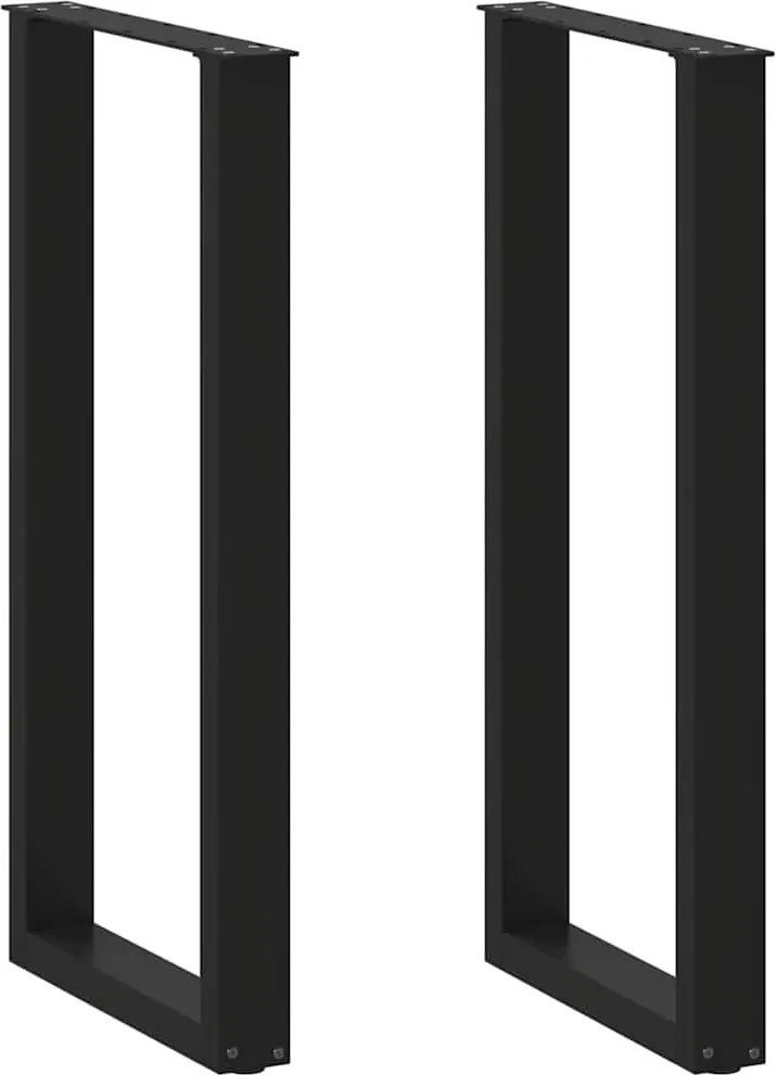 vidaXL 2 db U alakú bárasztalláb, fekete, 40 x (100-101) cm, acél