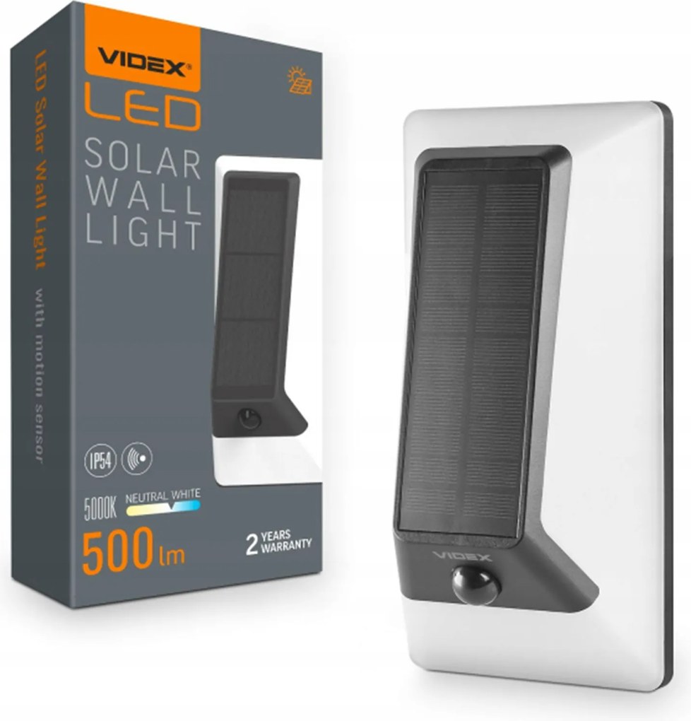 Fényvető Napelemes lámpa érzékelővel 500lm 5000K 120° IP54 IK07 Fehér