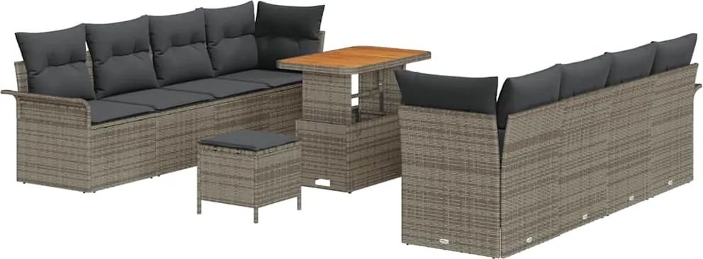 vidaXL Kerti Kanapé Szett párnával 11 pcs Szürke polirattan