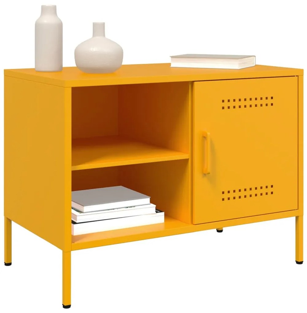 2 db mustársárga acél TV-szekrény 68 x 39 x 50,5 cm